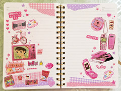 Kawaii Japanese Retro Sticker Sheet Pink Y2K Aesthetic Vintage Showa Tech Matte