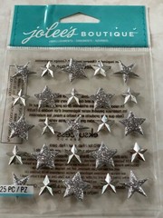 EK Success Jolee’s Boutique 3D Stickers SILVER GLITTER STARS CHRISTMAS SM/LG