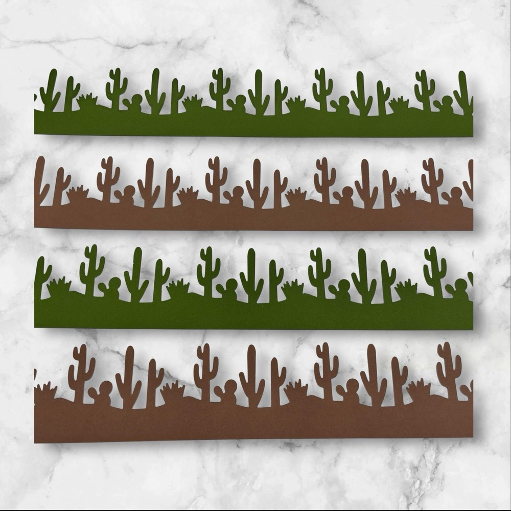 Creative Memories Cacti 12” Border Cardstock Scrapbook Die Cut Shapes, 4 Pieces