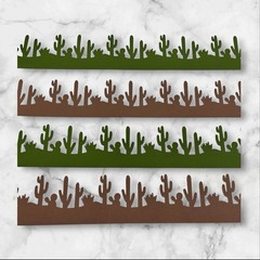 Creative Memories Cacti 12” Border Cardstock Scrapbook Die Cut Shapes, 4 Pieces