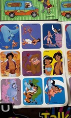 90s Sticker Lot Scooby Doo Barney Aladdin Nicktoons Looney Tunes Sheets & Decals