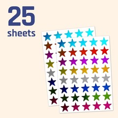 0.6″ Diameter Glitter Foil Star Stickers – 1000 Count in 8 Dazzling Colors