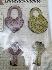 Craft Embellishments Metal Faux Lock Key Set Of 8 Pieces New 2014 Hobby Lobby