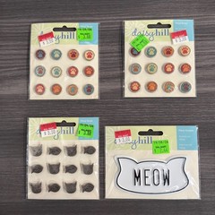 Daisy Hill Cats Meow Scrapbook Lot Stickers Paper Pad Brads Metal Accents 25+pcs