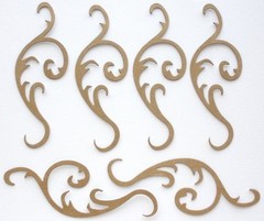 {6} *ELEGANT FLOURISH* Accent Swirl Scroll Chipboard Die Cuts – 1.5″ x 4″ inch
