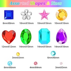 1782pcs Gems Stickers, Self Adhesive for Crafts Bling Multicolour