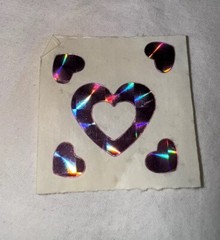 Vintage Holographic Heart Stickers Set Of 5 Tiny Small Pink Eighties Cute