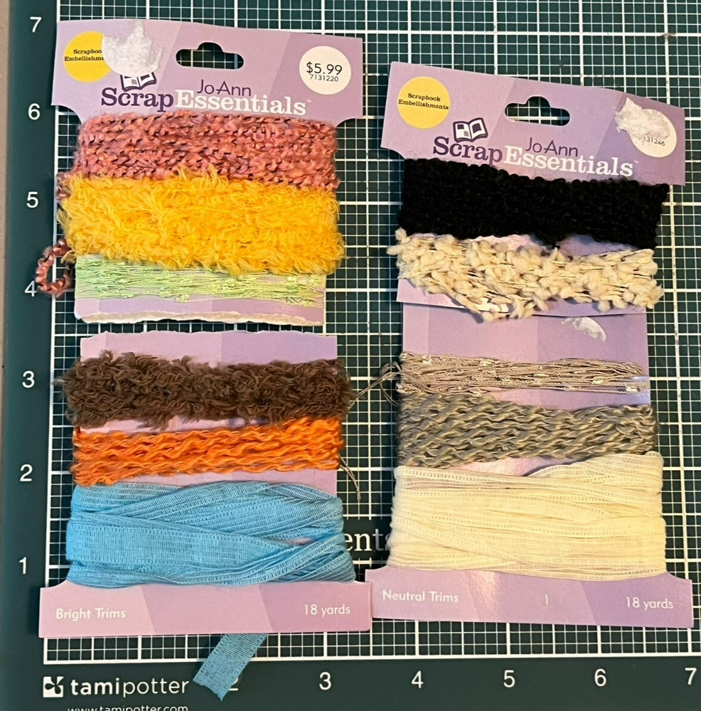 Fiber Art Yarn 11 colors ~3 yards each JoAnn Scrap Essentials Embellishments
