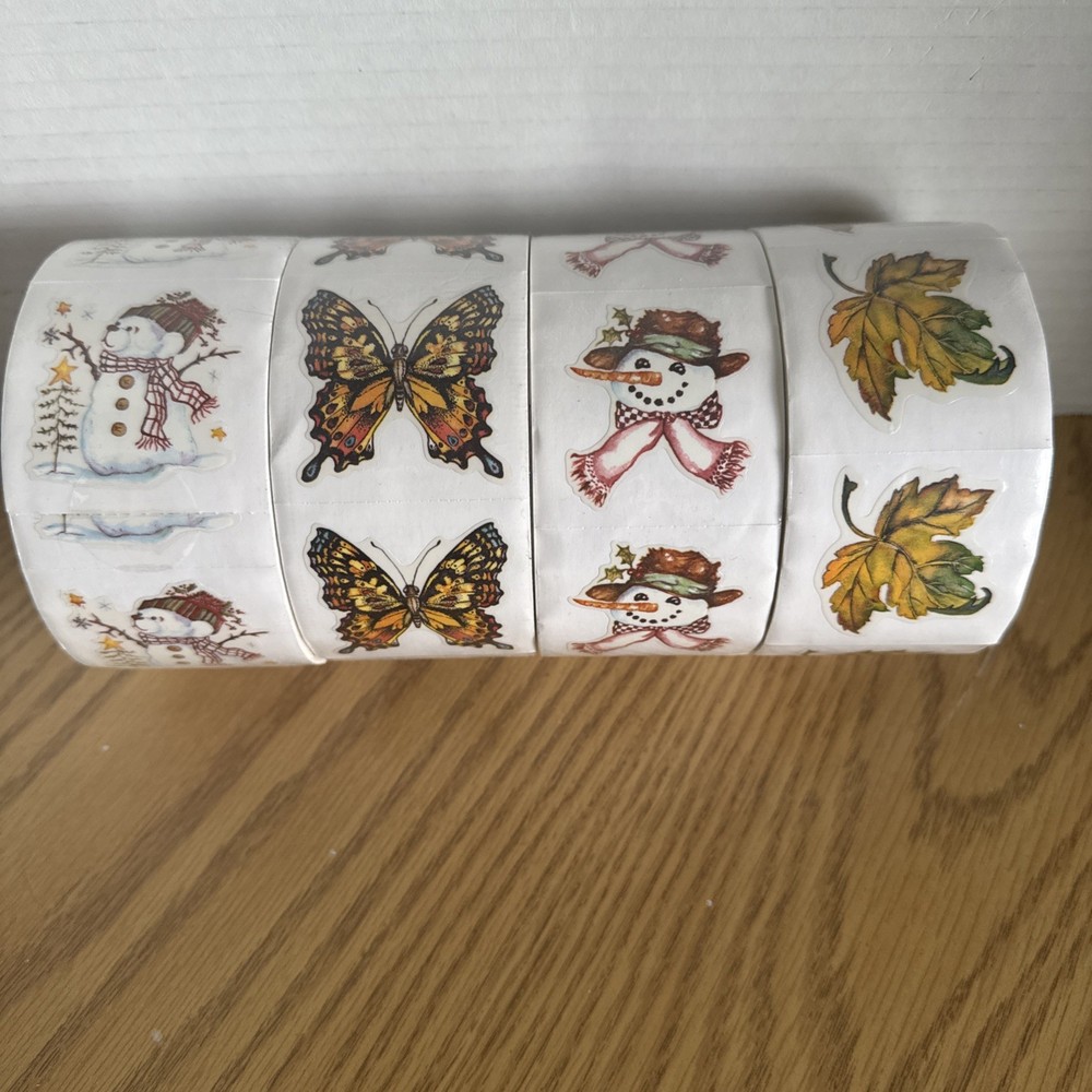 PSX Sticker Designs Sticker Rolls- Snowman Leaf Butterfly Stickers SET, Roll