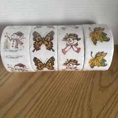 PSX Sticker Designs Sticker Rolls- Snowman Leaf Butterfly Stickers SET, Roll