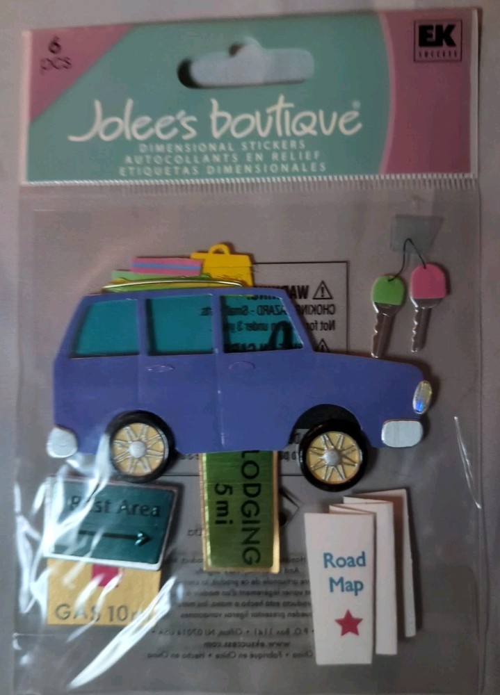 Jolee’s Boutique Scrapbook Stickers Road Trip Time Car Map Keys
