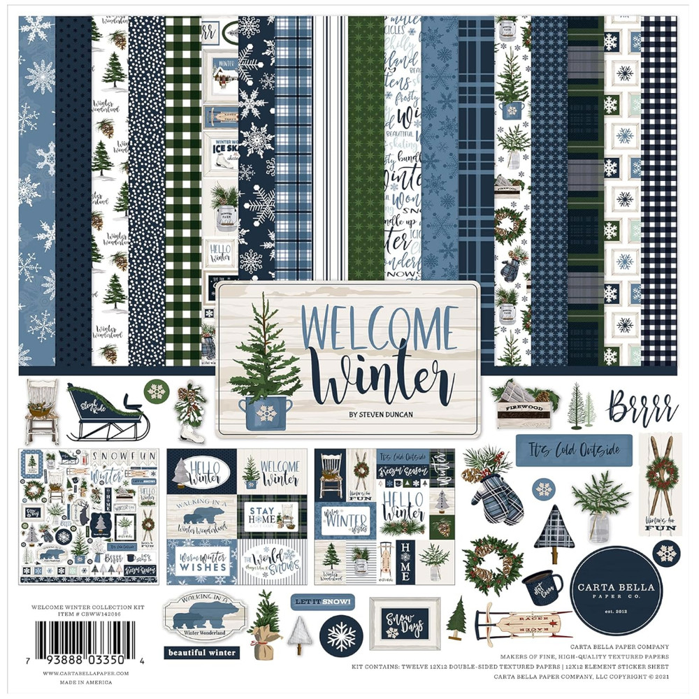 Echo Park Welcome Winter Kit 12 x 12 Element Paper/Stickers #CBWW142016