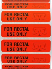 for Rectal Use Only Stickers 1.5″ x 0.375″ Fluorescent Red Stickers with Permane