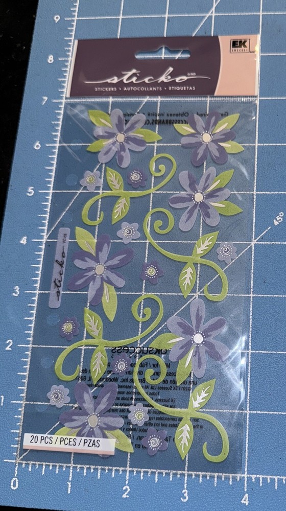 Sticko Mini Romntic Flowers Scrolls Lavender Green Silver