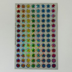 Vintage 1999 Sparkle Glitter Stickers SMILEY STAR FACES Red Blue Yellow Orange