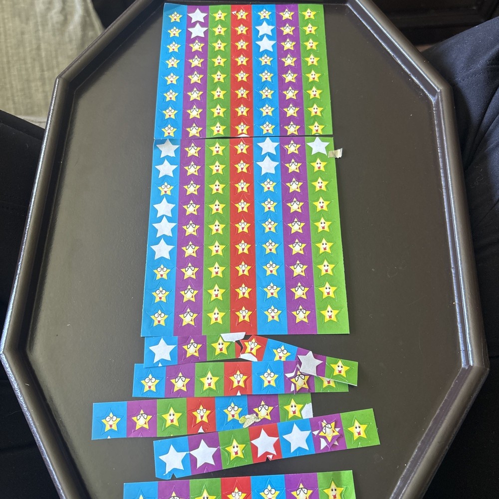 Vtg Funny Face Star Stickers Multi Color Awards Smiley Happy