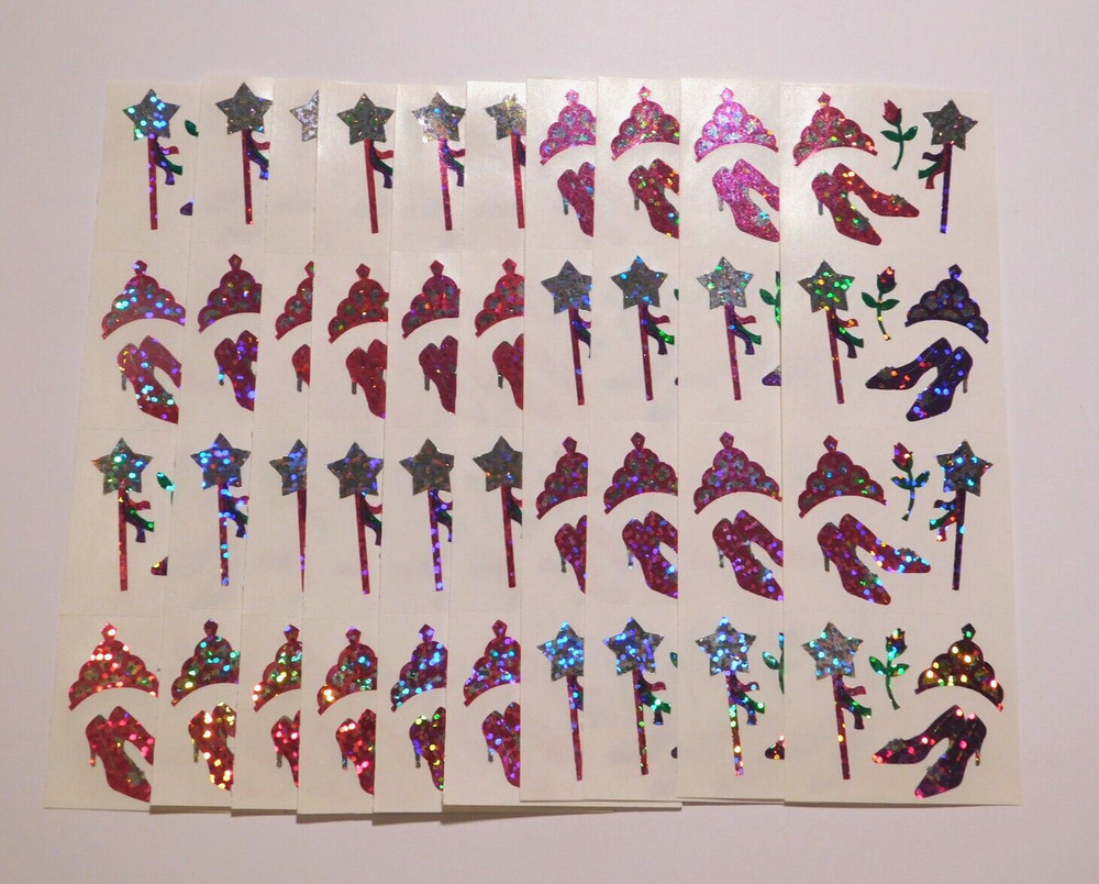 Mrs. Grossman’s Stickers Lot of 10 Strips ~Sparkle Princess Accessories~ 1994