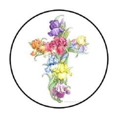 48 FLOWER CROSS ENVELOPE SEALS LABELS STICKERS 1.2″ ROUND