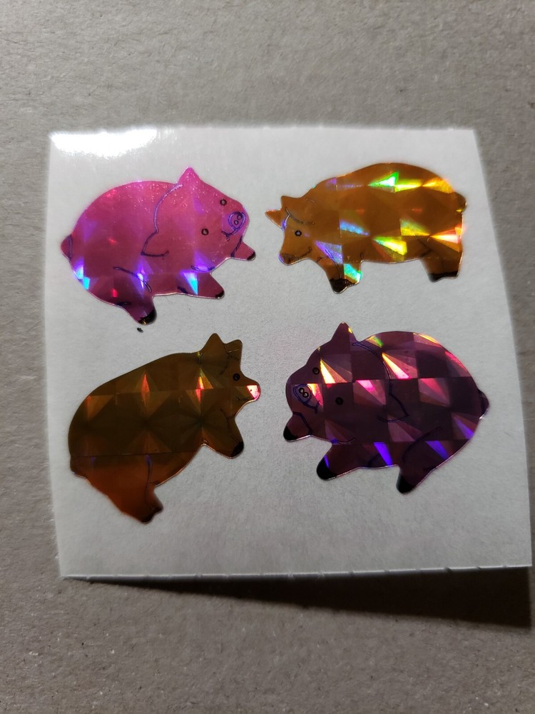 vintage great seven prismatic pigs sticker sheet module