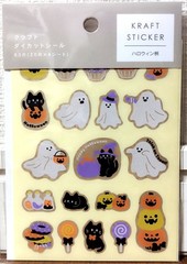 Kyowa Halloween Kraft Die Cut Sticker 80 Pumpkin Ghost Cat Candy MADE IN JAPAN