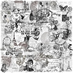 50PCS Vintage French Aesthetic Scrapbook Stickers – Clear Retro Paris Floral Pos