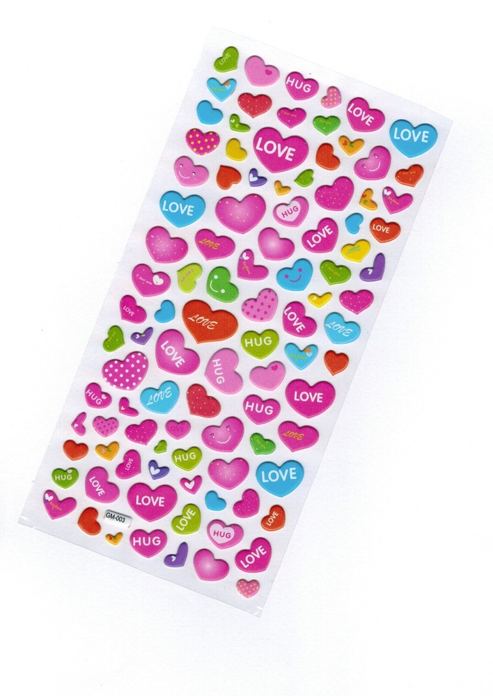 NEW! Fun Scrapbooking Planner Stickers | Red Green Pink Blue Hearts Love Sticker