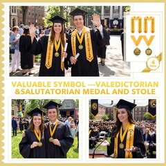 4 Pack Graduation Stole Sash and Award Medal Set 2026 Valedictorian Salutator