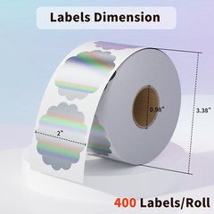 Holographic Thermal Labels 2» Flower Stickers for Thanks Card Logo Tag 400/Roll