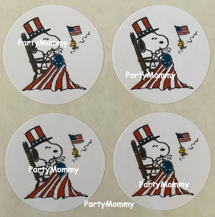 4TH OF JULY STICKERS, ENVELOPE SEALS, LABELS, 1.5″, (30) ROUND, TAGS, BEAGLE