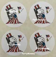 4TH OF JULY STICKERS, ENVELOPE SEALS, LABELS, 1.5″, (30) ROUND, TAGS, BEAGLE