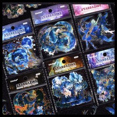 16Pcs Moon Cat Fairy Holographic Stickers Journal Planner Card Scrapbook Crafts