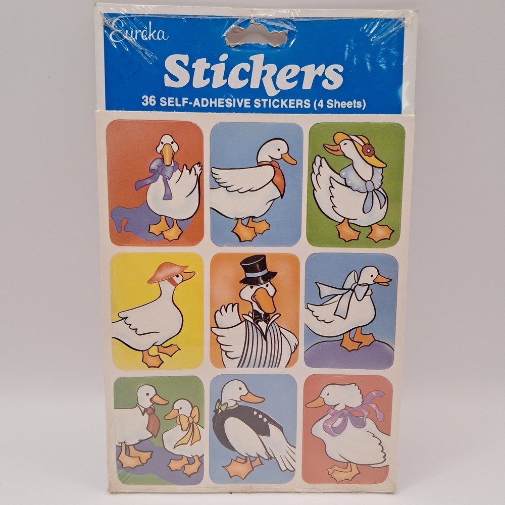 VTG Vintage Goose Stickers Eureka Paper Magic Group Geese White Ducks