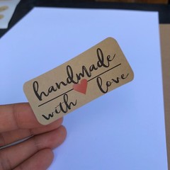 24 pieces Handmade with Love Kraft Stickers