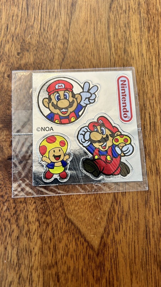 New Rare 1980’s NOA Nintendo Super Mario Bros Sticker Mirror Toad Mushroom Peace