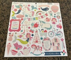 Echo Park IMAGINE THAT GIRL 12×12 Sticker Sheet Dolls Mermaids Fantasy