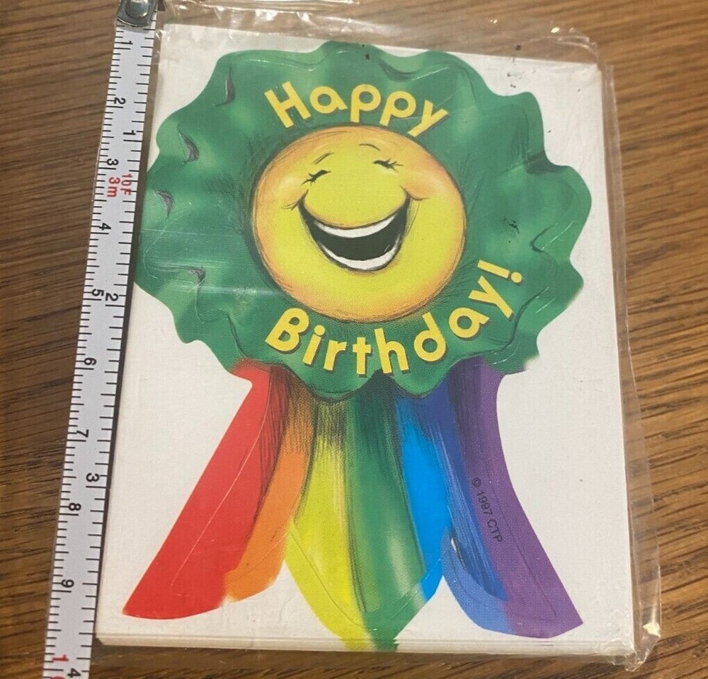 35 HAPPY BIRTHDAY LABELS STICKERS PARTY FAVORS, 3 X 4″ Stickers–open package