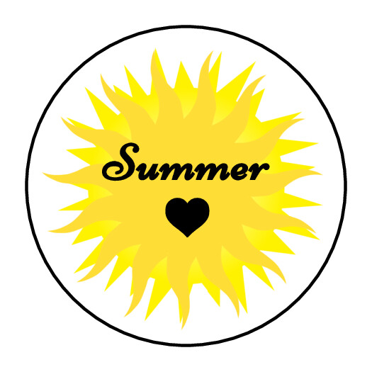 Sun shine summer stickers, labels, tags, envelope seals, yellow sun