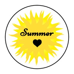 Sun shine summer stickers, labels, tags, envelope seals, yellow sun