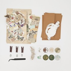 251PCS Vintage Scrapbook Supplies Pack, Scrapbooking Paper and Stickers Ephemera