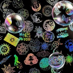 300Pcs Holographic Stickers, Waterproof Colorful Butterfly and Magic World Resin