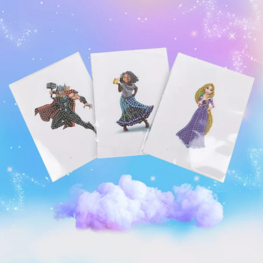 5 x Disney 100 Crystal Art Sticker Packs – 3 Disney characters per Mystery Pack
