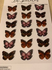 LA PETITES THE PAPER STUDIO 3D BROWN BUTTERFLY STICKERS POP-UP WINGS 18PCS