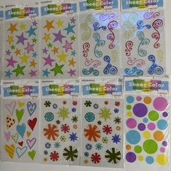 10 Sets Swirls Curly Stars Heart Design Bright Sheer Color Mrs Grossman Stickers