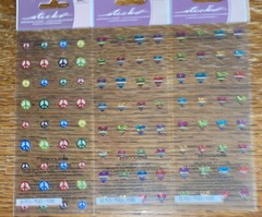 Lot Of 3 Sticko Candy Stripe Mini Hearts Miniature Peace Signs ScrapbooK Sticker