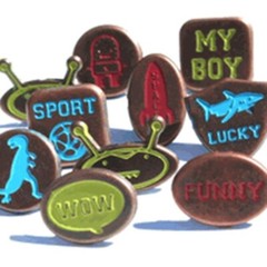 BOYS SCRAPBOOKING DECORATIVE BRADS EYELET OUTLET 8 PCS BRONZE FINISH