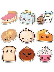 60 PCS Cute Food Stickers Snack Hamburger Pizza Cake Donuts Vinyl Waterproof