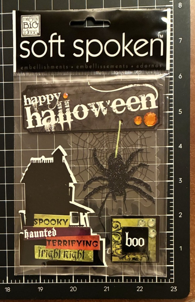 Soft Spoken Dimensional Embellishments HAPPY HALLOWEEN or MORE CANDY trick treat