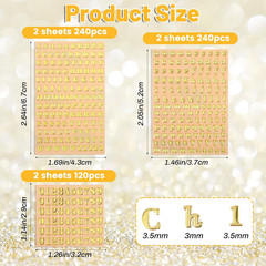 12 Sheets 3D Small Letter Stickers, 0.11-0.13 Inch Mini Alphabet
