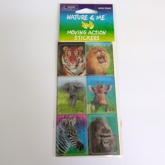 Nature & Me 1999 Lenticular Stickers Lion Tiger Elephant Giraffe Zebra Gorilla