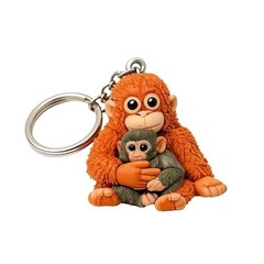 Punch The Monkey Keychain 3D Printed Holding Plush Toy Hanging Keyring